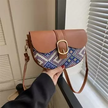 Модный этнический стиль 2024 года, новый тренд осени и зимы, чувство темперамента, модный тренд, сумка-седло через плечо для женщин синий