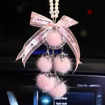 Модный автомобильный аксессуар с бриллиантами, подвеска в виде шара для волос, автомобильное зеркало заднего вида, подарок на день рождения, украшения для автомобиля чёрный