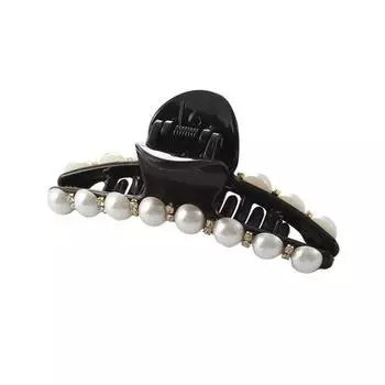 Модный белый искусственный жемчуг со стразами, украшение для головного убора, шпилька для волос, женский коготь для волос чёрный