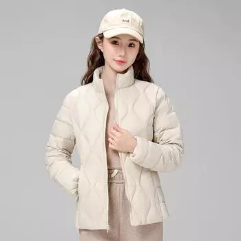 МОДНЫЙ белый утиный пух премиум-класса с волнистым узором короткий пуховик тонкий пиджак 2024 новый с капюшоном модная одежда M