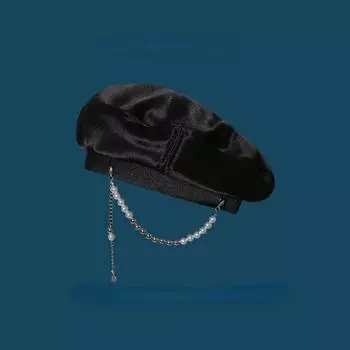 Модный берет с жемчужной цепочкой, японский тонкий индивидуальный уличный шикарный дизайн, летний берет с куполом, корейская универсальная шляпа художника 56-58cm белый