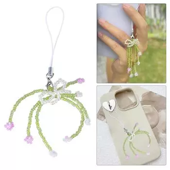 Модный бисерный цветок бант подвеска телефонный брелок для ключей ремешок сумка украшение кошелек подвески