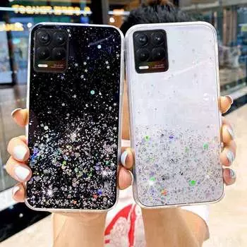 Модный блестящий силиконовый чехол со звездами для Vivo Y53S Y21 Y33S V30 Y36 5G V29 V23 Realme 9 10 C53 C51 C33 OPPO A40 A58 A74 A60 A53 A78 A79 Мягкий чехол Vivo Y30 чёрный