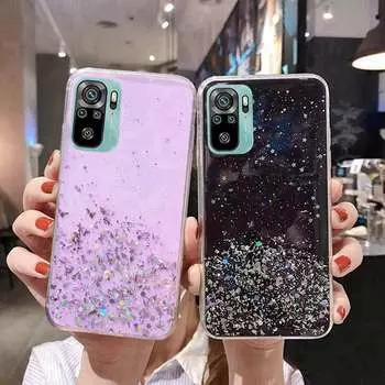 Модный блестящий силиконовый чехол со звездами для Xiaomi 14T 11T 13T 11 12 13 Lite Poco X5 X6 M6 Pro C65 C75 Redmi 13C 14C 9C 9 9T A2 A3 Note 10 Мягкий чехол Redmi Note 4X чёрный