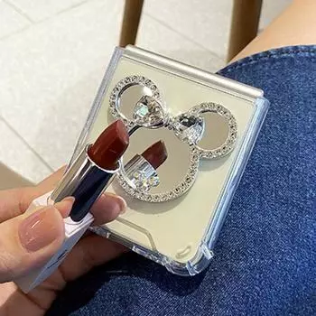Модный блестящий зеркальный чехол для телефона с медведем для Samsung Galaxy Z Flip 3 Z Flip, прозрачный силиконовый защитный чехол Galaxy Z Flip 3