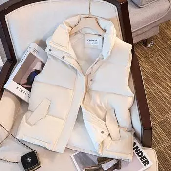 МОДНЫЙ большой размер 100 кг пуховый хлопковый жилет fat sister женский новый осенне-зимний корейский вариант свободный жилет куртка женская модная одежда M [recommended 85-52.5 kg