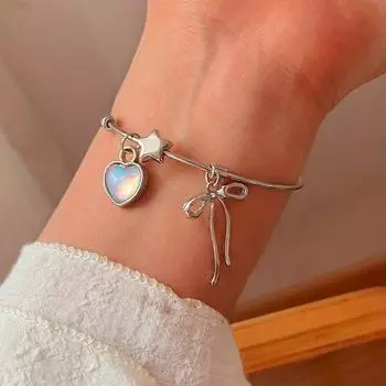 Модный браслет-бантик Love Zircon с открывающимся регулируемым браслетом для девочек