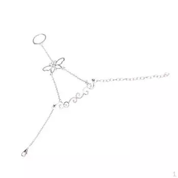 Модный браслет-цепочка с кристаллами-бабочками и ручным ремнем, серебро