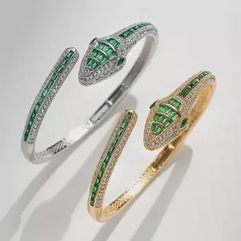 Модный браслет Dilixue в виде змеи из зеленого циркония — подарок на тему зодиака