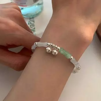 Модный браслет из бамбукового шарнира с бусинами, подвеска-колокольчик, эластичная веревка, геометрический браслет, унисекс, ювелирные изделия, подарок