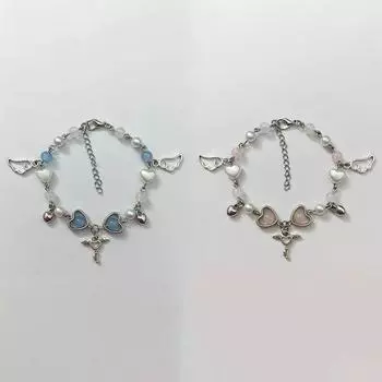 Модный браслет из бисера с крыльями любви, изысканный браслет с подвеской в виде розового ключа Love Y2K, женские вечерние украшения, подарок другу