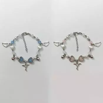 Модный браслет из бисера с крыльями любви, изысканный браслет с подвеской в виде розового ключа Love Y2K, женские вечерние украшения, подарок другу