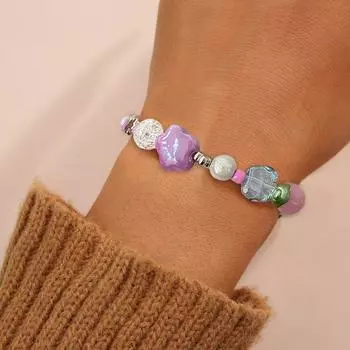 Модный браслет из бисера в виде бабочки и цветка с простым дизайном, регулируемый браслет с мультяшными овощами