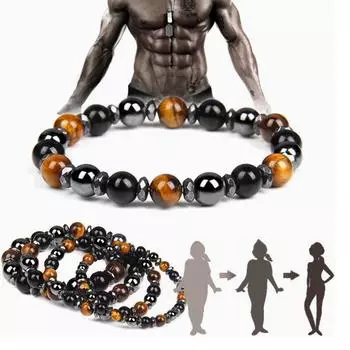 Модный браслет из натурального черного обсидиана с магнитными бусинами, оздоровительные браслеты для похудения, создающие идеальную форму тела 6mm