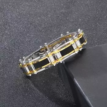 Модный браслет из нержавеющей стали для мужчин, персонализированный трехцветный смешанный мужской байкерский браслет в стиле хип-хоп, ювелирные изделия для вечеринок 21.5cm