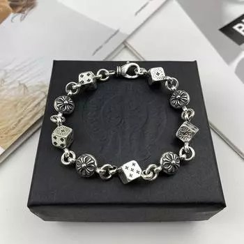 Модный браслет из нержавеющей стали с маленькими квадратными бусинами и крестом для мужчин и женщин, аксессуар для одежды, ювелирные изделия в стиле панк 18cm чёрный