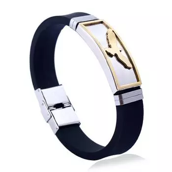 Модный браслет из нержавеющей стали силикона мужской властный браслет из титановой стали силикона