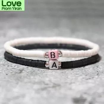 Модный браслет из полимерной глины для мужчин, женщин-любителей, креативные буквы, имя, браслет, парный браслет для пары, сделай сам, подходящий браслет