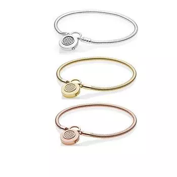 Модный браслет из розового золота, новый стиль, серебряный браслет с замком и пряжкой, базовая цепочка, белый медный браслет-цепочка со змеиной костью для женщин 21cm