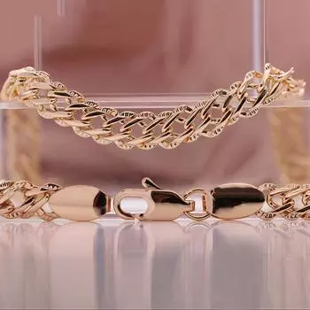 Модный браслет из розового золота, женский свадебный, обручальный, медный браслет, итальянский ремесленный изысканный, гладкий, удобный для ношения, цепочка 5mm*19cm розового золота