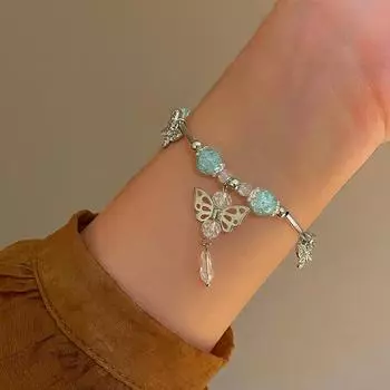 Модный браслет из стеклянных бусин в виде бабочки, личность, темперамент, браслет-кисточка в виде бабочки, новый подарок в виде ювелирных изделий