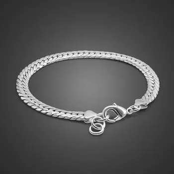 Модный браслет из стерлингового серебра 100% 925 пробы для мужчин и женщин, кубинская цепочка с звеньями в стиле панк, хип-хоп, браслеты, золотые украшения для мужчин