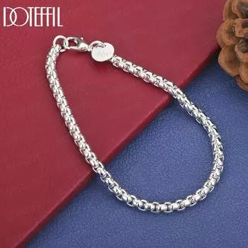 Модный браслет из стерлингового серебра 925 пробы 4 мм Свадебные украшения 20cm