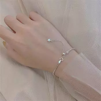 Модный браслет из стерлингового серебра 925 пробы со звездами из бисера и браслет для женщин, свадебные украшения, аксессуары Sl059