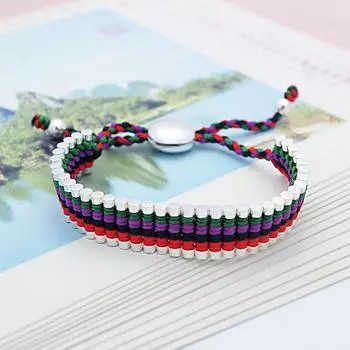 Модный браслет из стерлингового серебра 925 пробы, винтажный браслет в национальном стиле, плетеный браслет из веревки, регулируемый Шарм, женские украшения белый