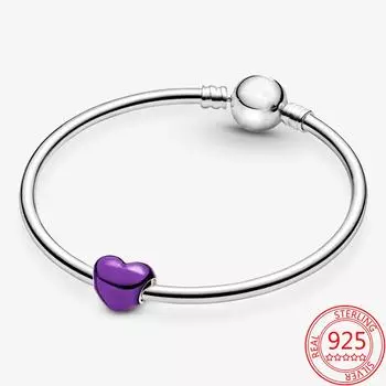 Модный браслет из стерлингового серебра 925 пробы с фиолетовой эмалью в виде цветущей маргаритки, набор для самостоятельного изготовления, изысканный подарок 21cm