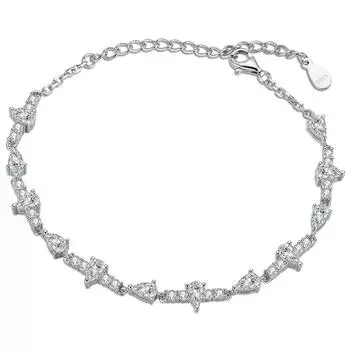 Модный браслет из стерлингового серебра 925 пробы, роскошный стиль для девочек, полный бриллиантов и капель воды, браслет с цирконовыми аксессуарами. 925 Silver белого золота