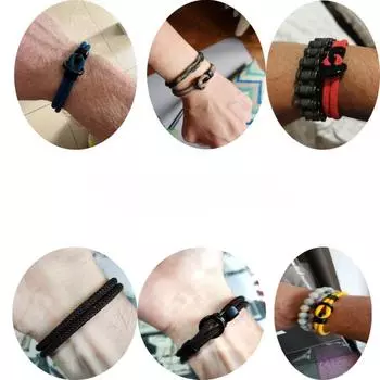 Модный браслет из веревки для мужчин, двухслойные аксессуары для кемпинга на открытом воздухе S 18.5cm 7.3Inch