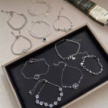 Модный браслет, легкий, роскошный, нишевый, регулируемый браслет, универсальный, циркониевые украшения, сладкий браслет со звездой и луной для женщин as the picture