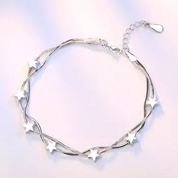 Модный браслет Love Window Cube Block Silver, женский браслет в корейском стиле, сладкие пары, цепочка из змеиных костей, пятиконечная звезда, браслет, украшения для рук