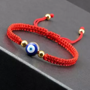 Модный браслет Lucky Red String Evil Eye, толстая золотая веревка, ручная работа, регулируемый, украшения для дружбы, браслет Hamsa для женщин и мужчин Bracelet синий