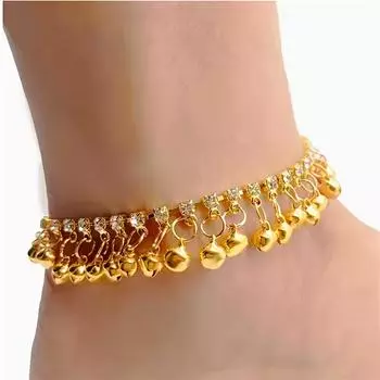 Модный браслет на щиколотку, 1 шт., цепочка на щиколотку в стиле бохо, цепочка на ногу, колокольчик, кисточка, винтажный кулон, золотистый/серебристый золотистый