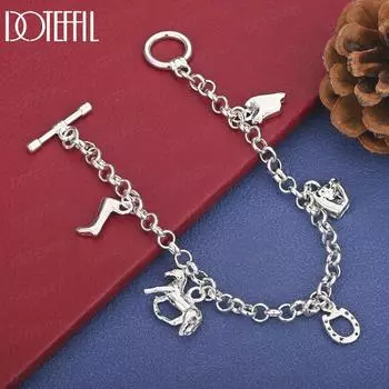 Модный браслет-подвеска из стерлингового серебра 925 пробы, свадебное украшение 20cm