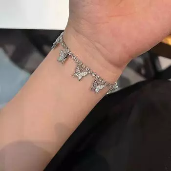 Модный браслет-подвеска с бабочкой, инкрустированный бриллиантами, новый регулируемый браслет с кисточкой в виде бабочки, изысканный женский праздничный подарок