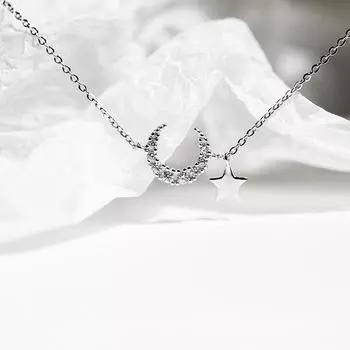 Модный браслет-подвеска с луной и звездой из стерлингового серебра 925 пробы с микрокубическим цирконом, браслет-подвеска для женщин, ювелирные изделия Sl390 серебряный