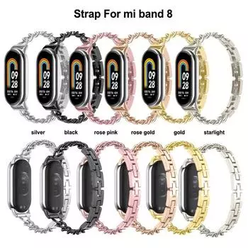 Модный браслет-ремешок для Mi Band 8 металлический ручной ремешок для Xiaomi MiBand 8 женские умные часы сменные аксессуары for mi band 8