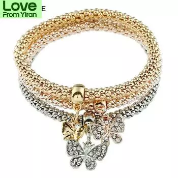 Модный браслет с бабочкой и короной из кукурузной цепи, многослойный, ювелирные изделия для женщин, подарок