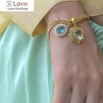 Модный браслет с большими кристаллами и камнями для женщин, модный новый темперамент, толстые браслеты-цепочки, ювелирные изделия, рождественские подарки