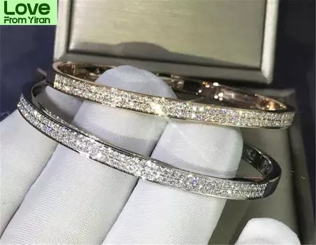 Модный браслет с бриллиантами Pave Lab из стерлингового серебра 925 пробы, браслеты для помолвки, браслеты для женщин, свадебные аксессуары