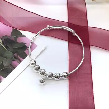 Модный браслет с бусинами-переносками и колокольчиком для девочек, милый, универсальный, с темпераментом, браслет с серебряными бусинами, простой браслет с аксессуарами