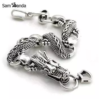 Модный браслет с черным драконом Pulseras, браслеты дружбы в стиле панк, мужские ювелирные изделия серебряный