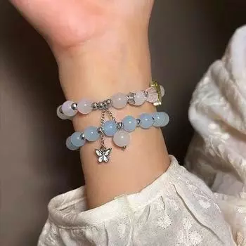 Модный браслет с кисточками из бисера и бабочки, простой эластичный браслет для девочек, аксессуары для браслета