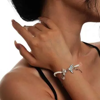 Модный браслет с кисточками из жемчуга и бабочки, изысканный регулируемый многослойный женский свадебный браслет с украшениями