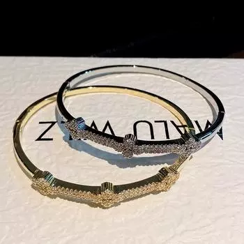 Модный браслет с микро-инкрустацией клевера, медный материал, ретро-трендовый браслет, ювелирный браслет 17CM