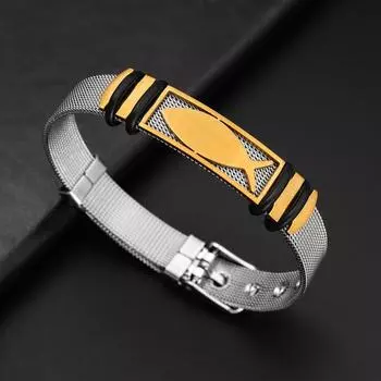 Модный браслет с надписью «Благословение большой рыбы», регулируемый браслет из нержавеющей стали, праздничный подарок, индивидуальный панк-браслет для вечеринки