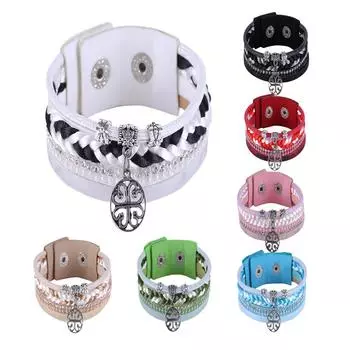 Модный браслет с подвеской в виде цветка, плетеный женский браслет white black red pink